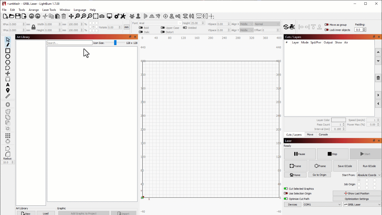 Customizing the LightBurn Window