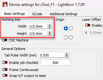 Workspace and Edit Window in LightBurn